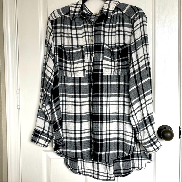 Anthropologie Pilcro Hadley relaxed Plaid Blouse L - Picture 3 of 10